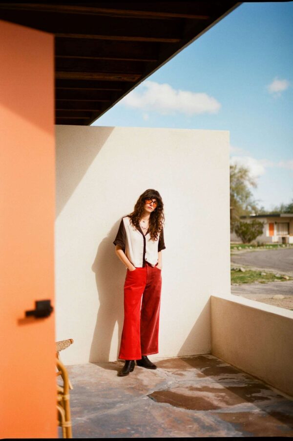 Margo Cropped 5-Pocket Pant - Cowhide/Mars Red Cord - Image 5